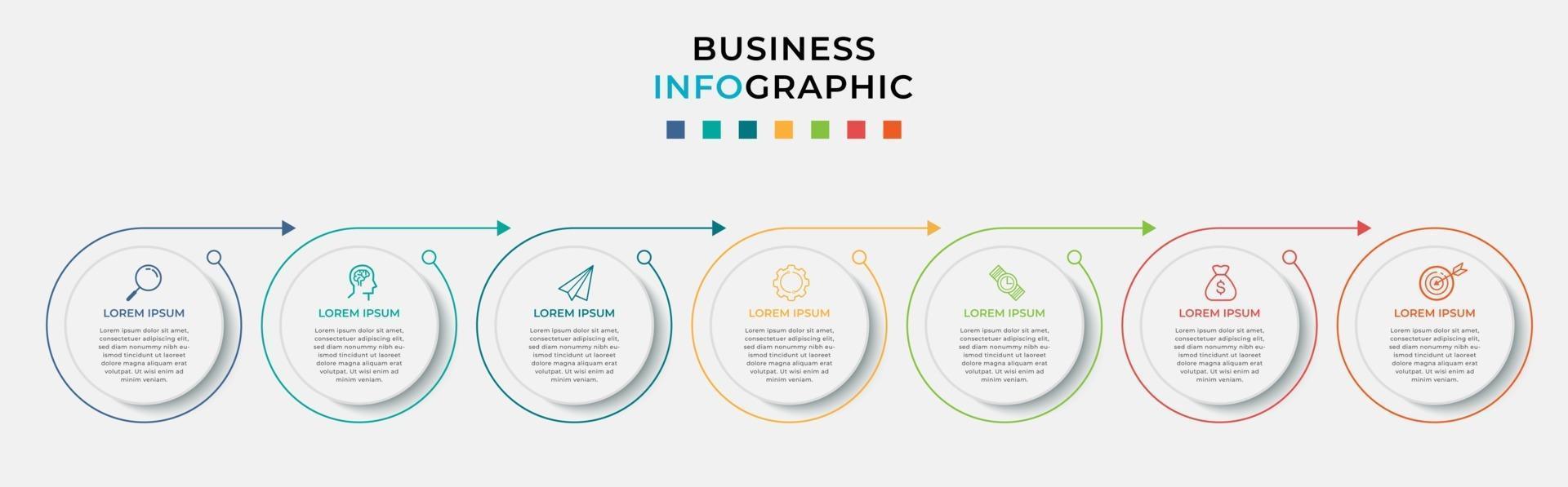Infographic design business template with icons and 7 options or steps vector
