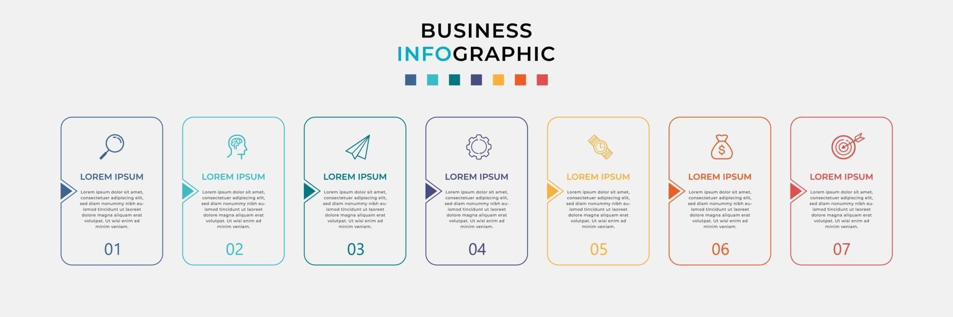 Infographic design business template with icons and 7 options or steps vector