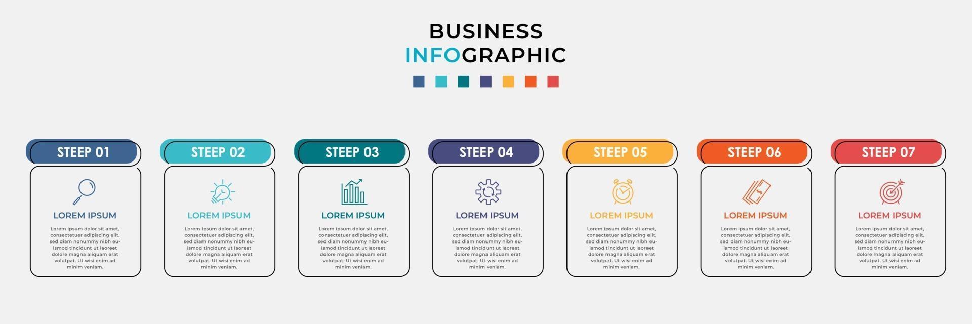 Infographic design business template with icons and 7 options or steps vector