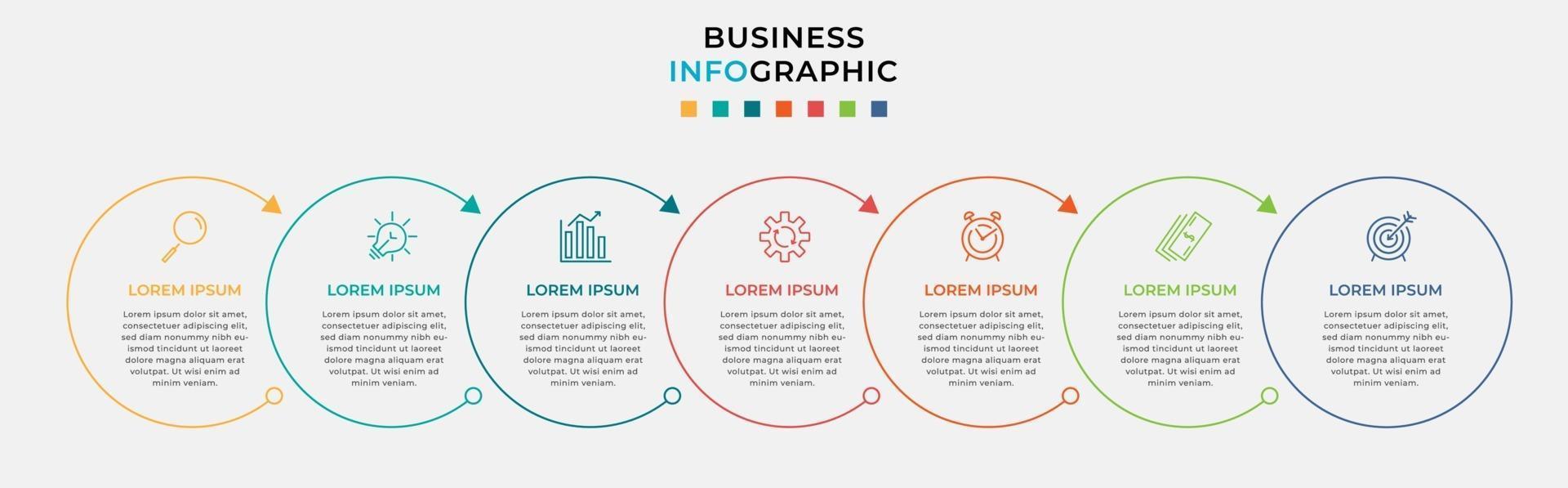 Infographic design business template with icons and 7 options or steps vector