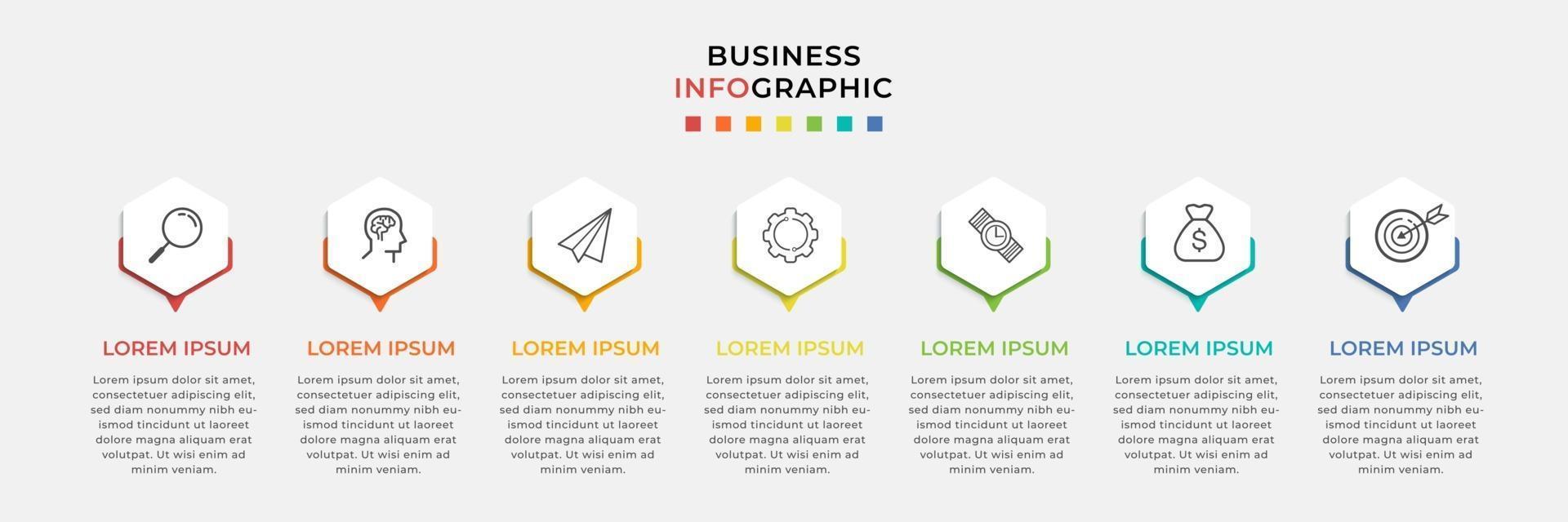 Infographic design business template with icons and 7 options or steps vector