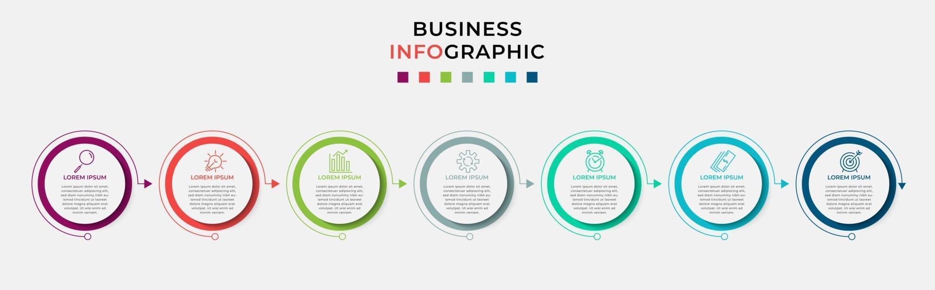 Infographic design business template with icons and 7 options or steps vector