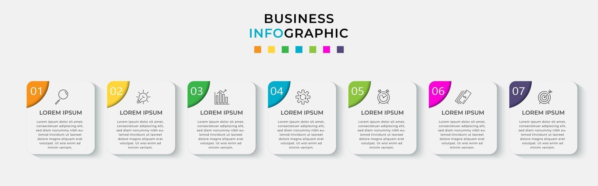 Infographic design business template with icons and 7 options or steps vector