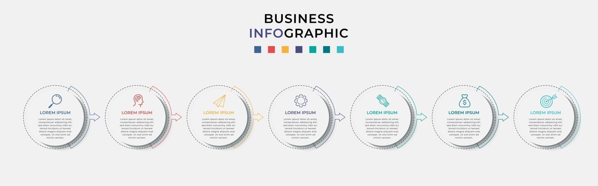 Infographic design business template with icons and 7 options or steps vector