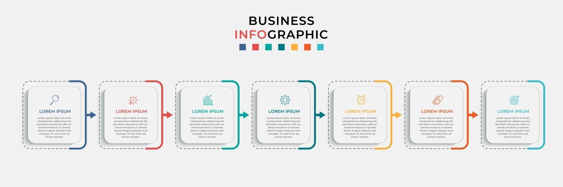 Infographic design business template with icons and 7 options or steps vector