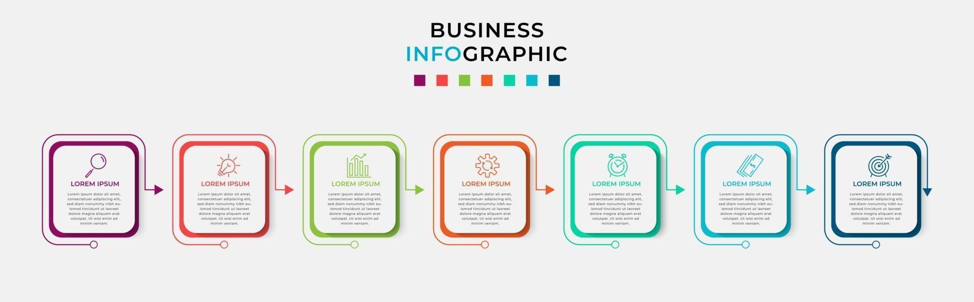 Infographic design business template with icons and 7 options or steps vector