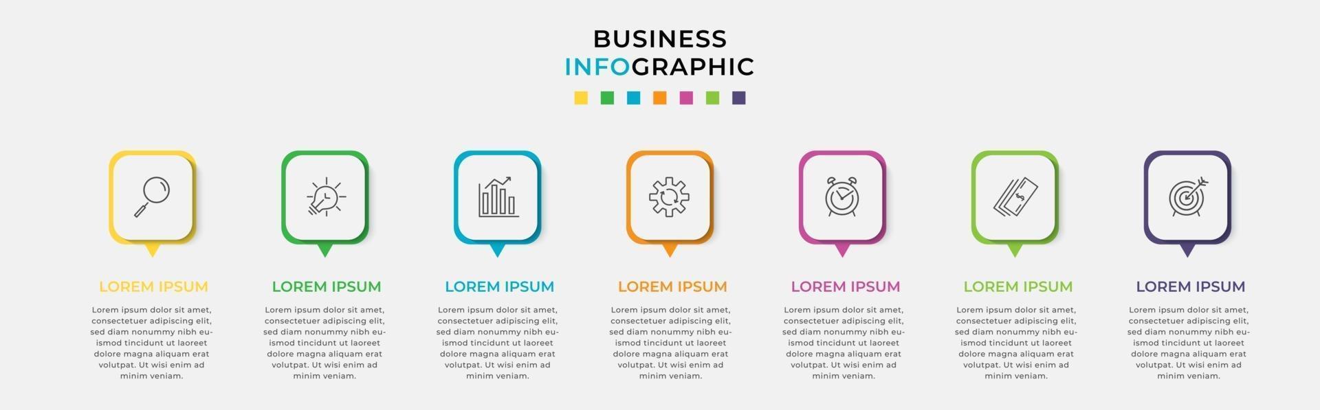 Infographic design business template with icons and 7 options or steps vector