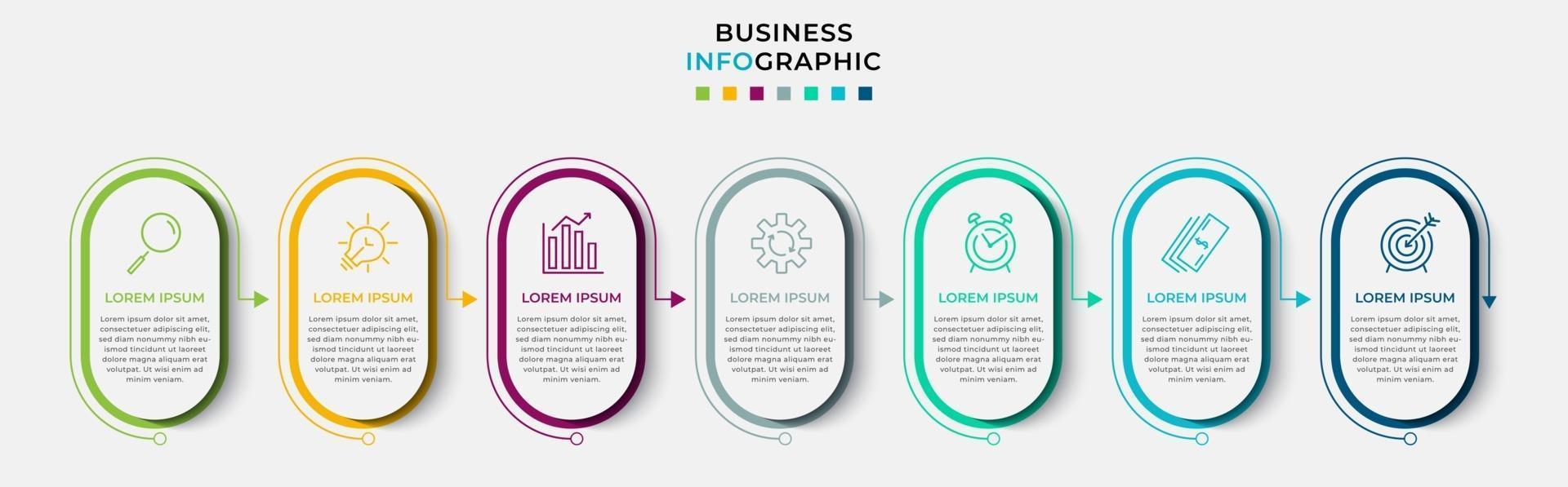 Infographic design business template with icons and 7 options or steps vector