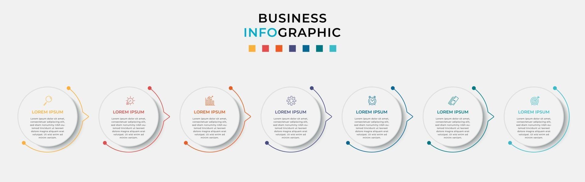 Infographic design business template with icons and 7 options or steps vector