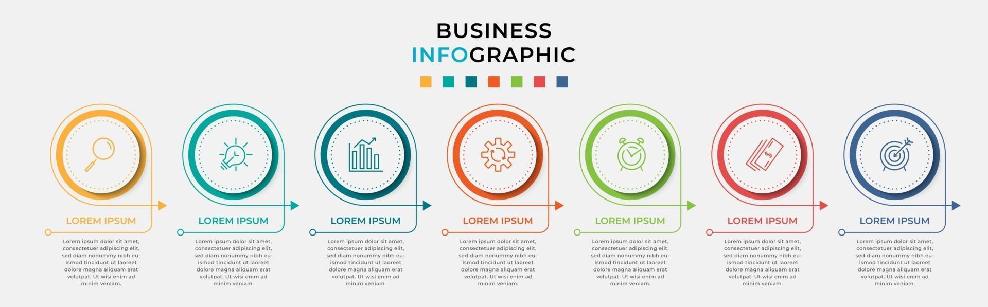Infographic design business template with icons and 7 options or steps vector
