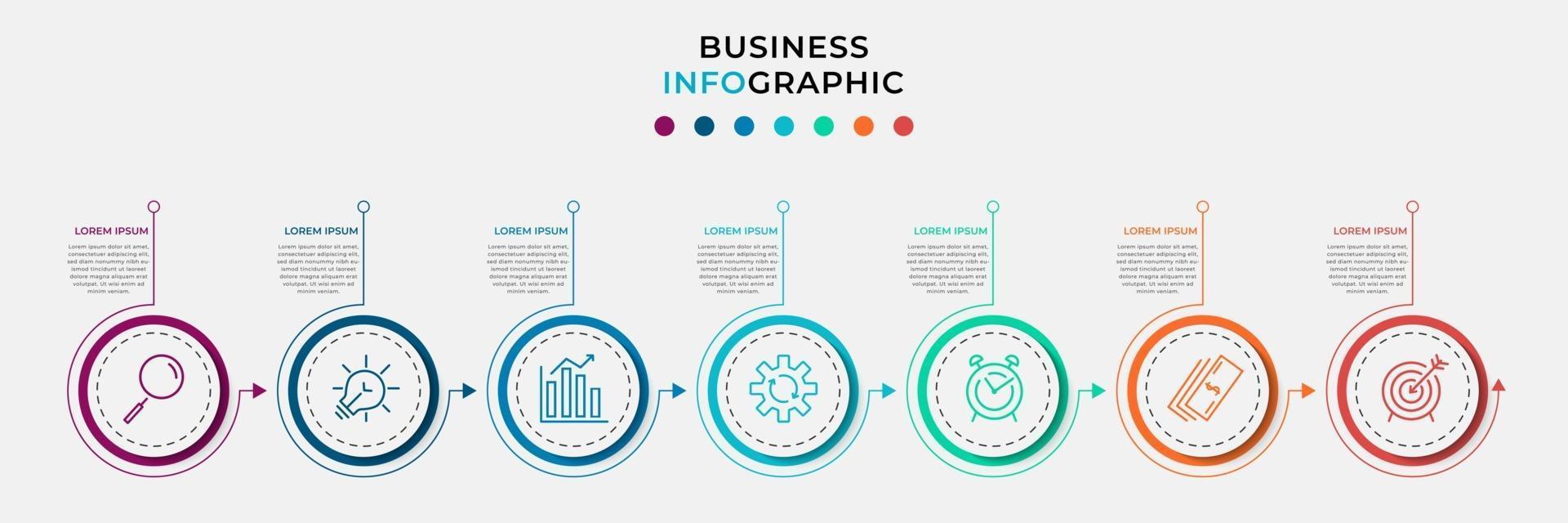Infographic design business template with icons and 7 options or steps vector