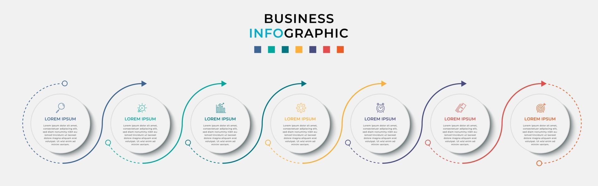 Infographic design business template with icons and 7 options or steps vector
