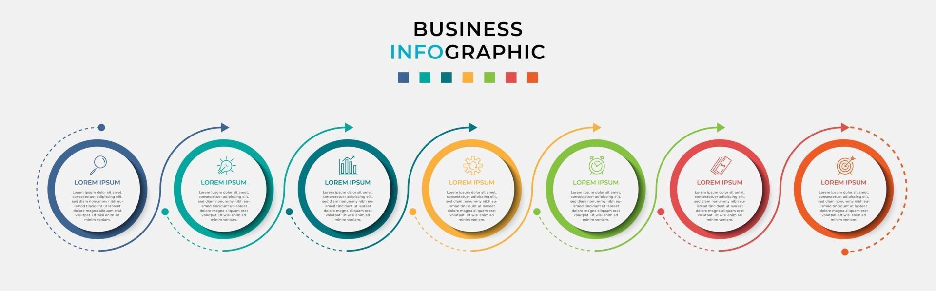Infographic design business template with icons and 7 options or steps vector
