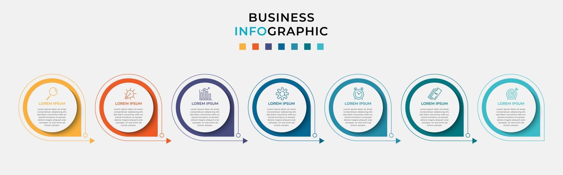 Infographic design business template with icons and 7 options or steps vector