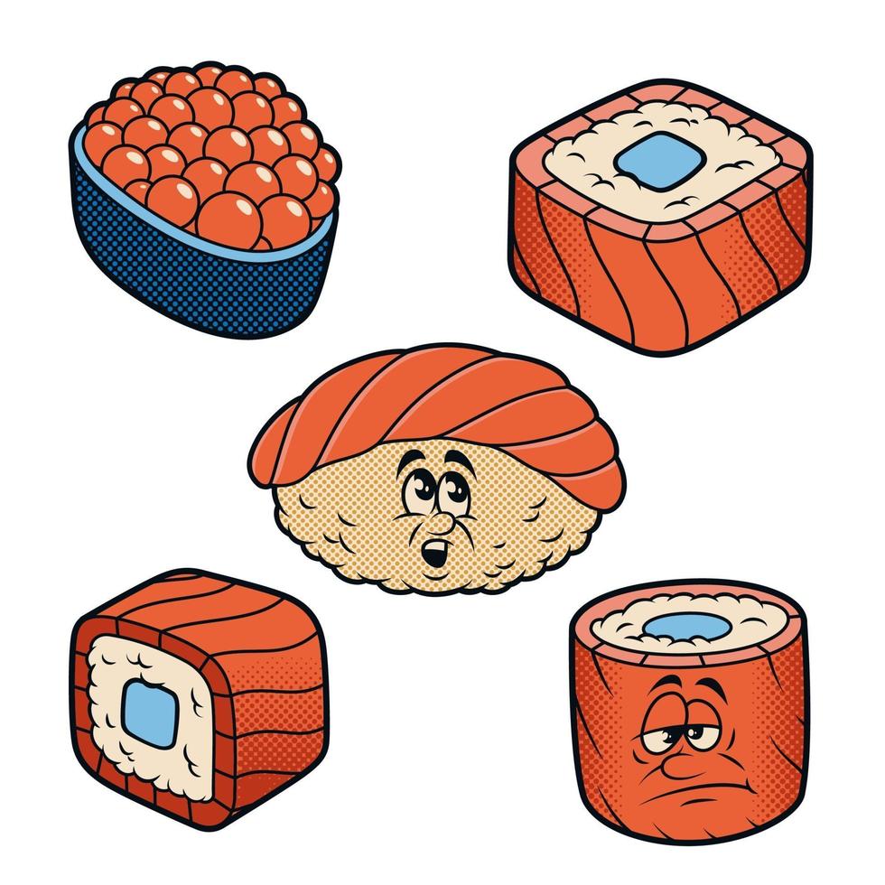 Cartoon sushi vector illustrations