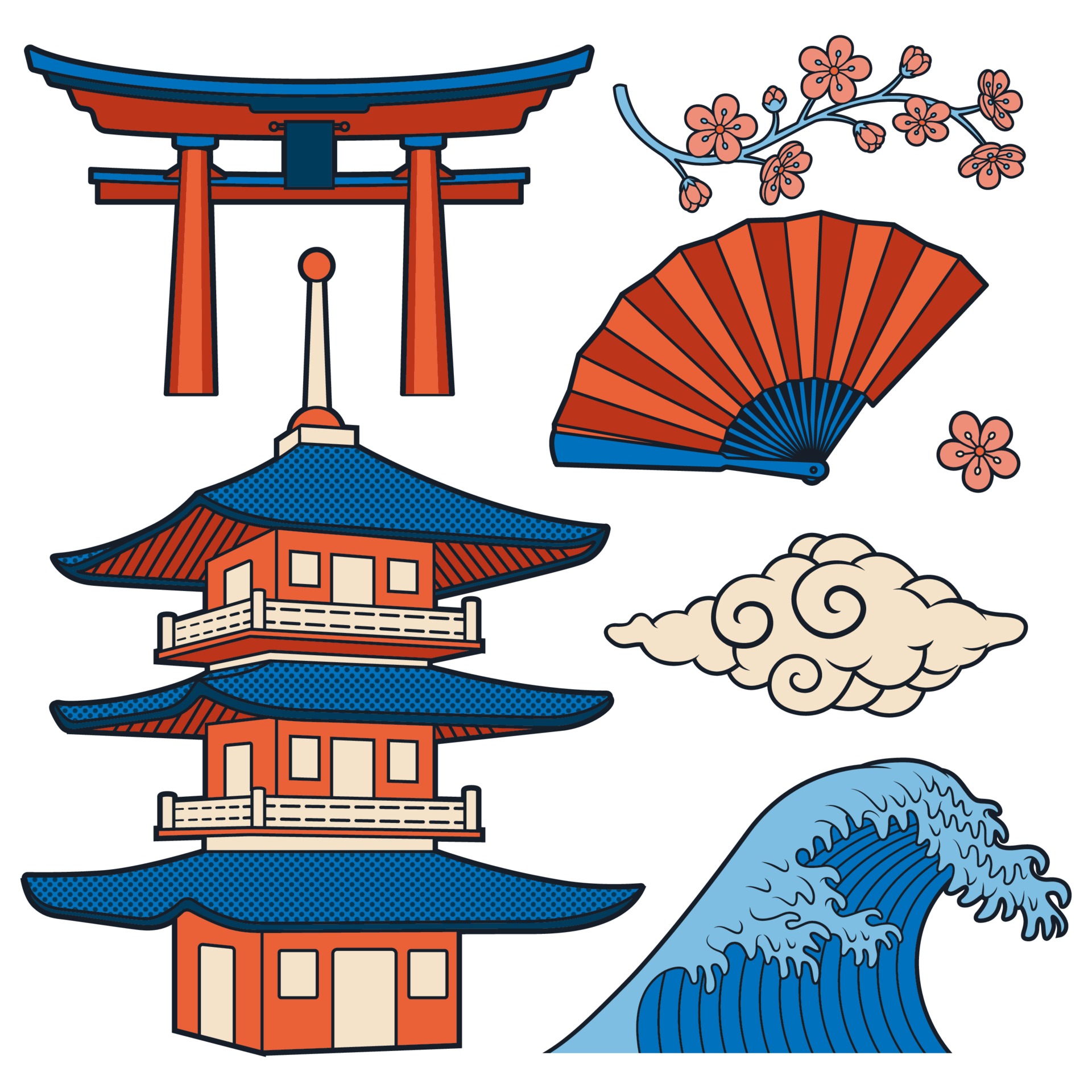Japanese cartoon vector illustrations 3245797 Vector Art at Vecteezy