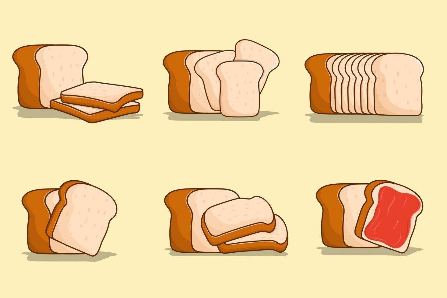 White bread set illustration vector bundle sliced bread for food