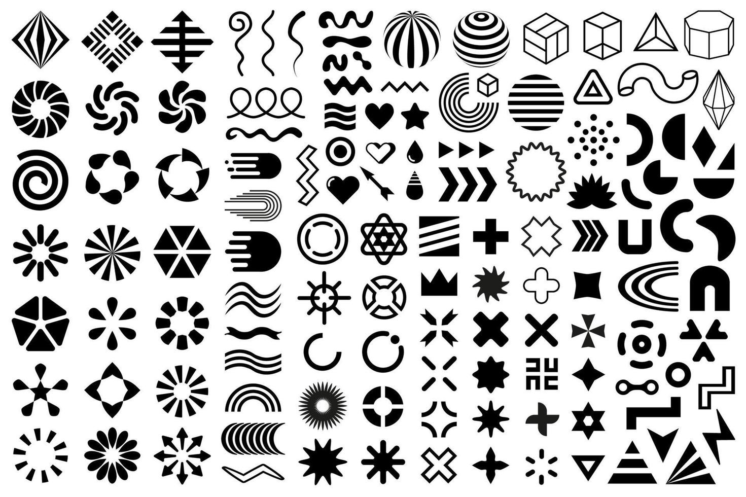 Vector shapes, symbols black flat geometric design elements. 3246286