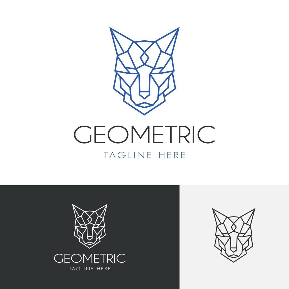 cara de lobo geométrica en estilo monoline vector