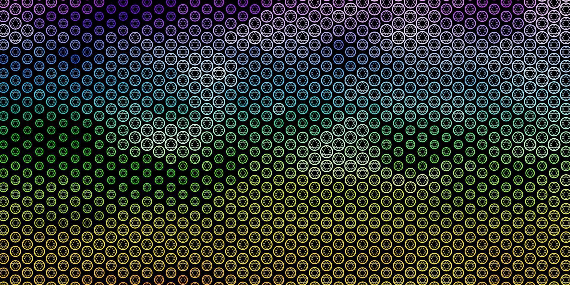 patrón de vector multicolor oscuro con elementos mágicos.