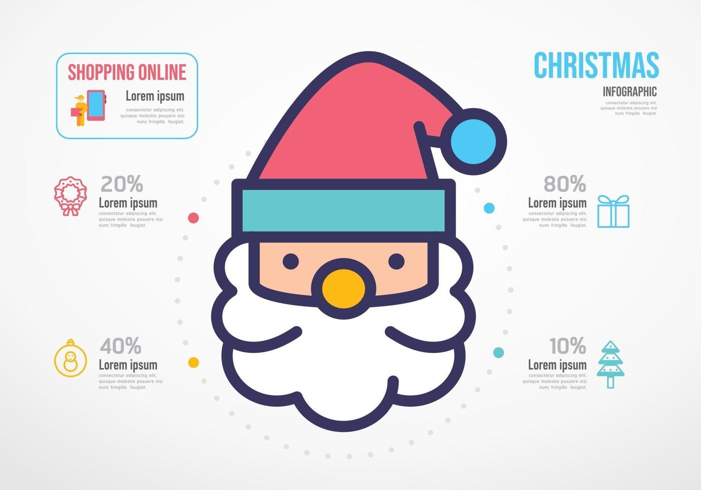 Santa Claus Christmas Shopping resources infographic. Business concept vector