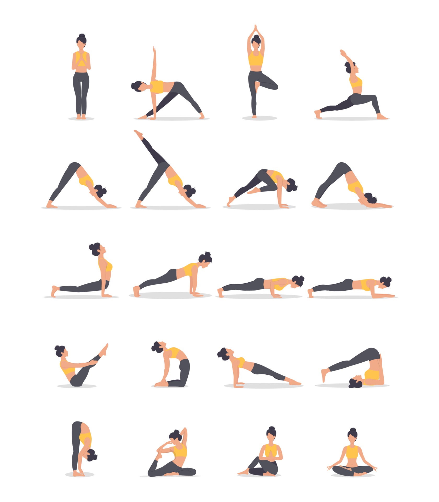 Set of yoga poses isolated on the white. Vector illustration 3246416 ...