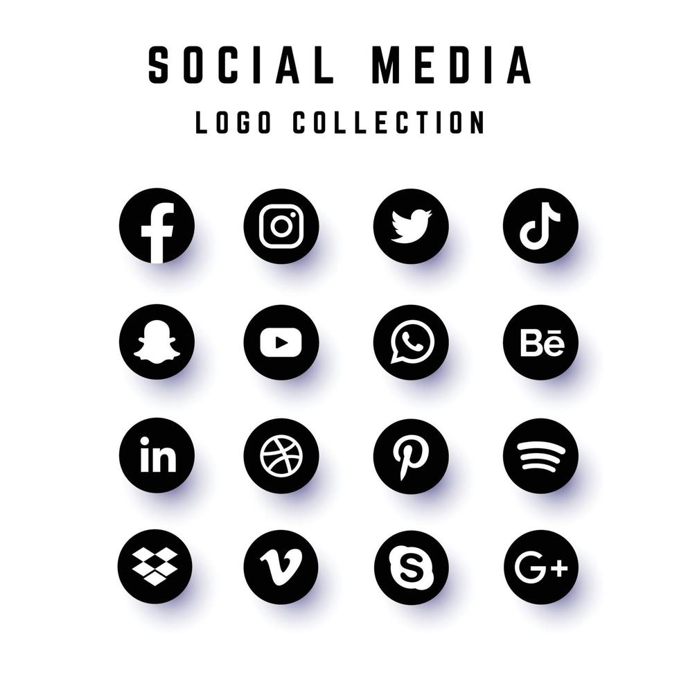 colección de logotipos de redes sociales vector