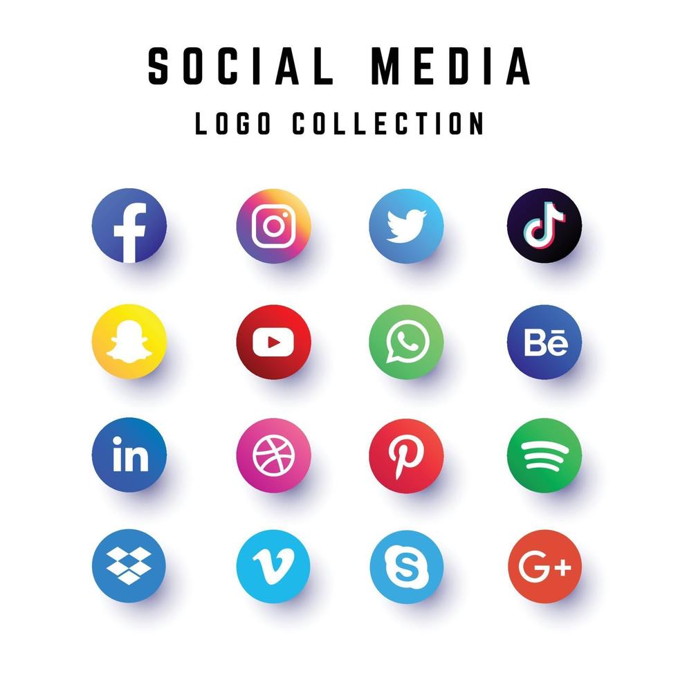 social media logo set collection vector