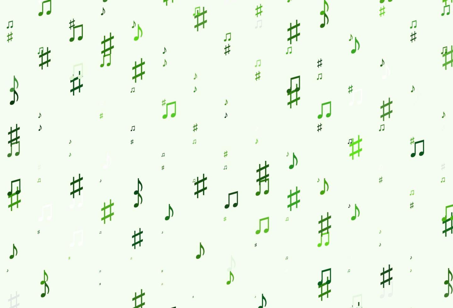 patrón de vector verde claro con elementos de la música.