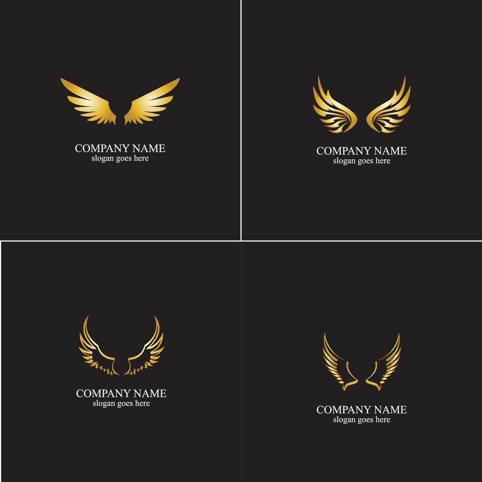 wings gold logo vector illustration template-vector