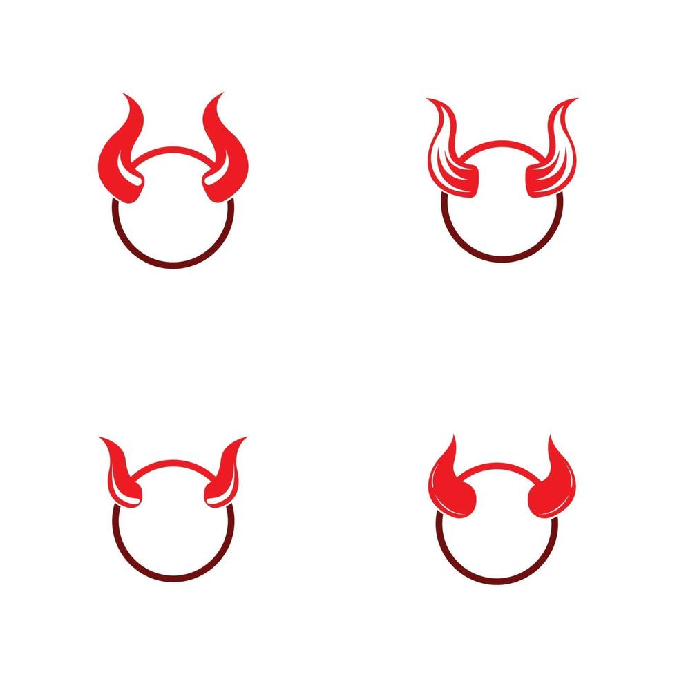 Plantilla de ilustración de diseño de logotipo de icono de vector de cuerno de diablo