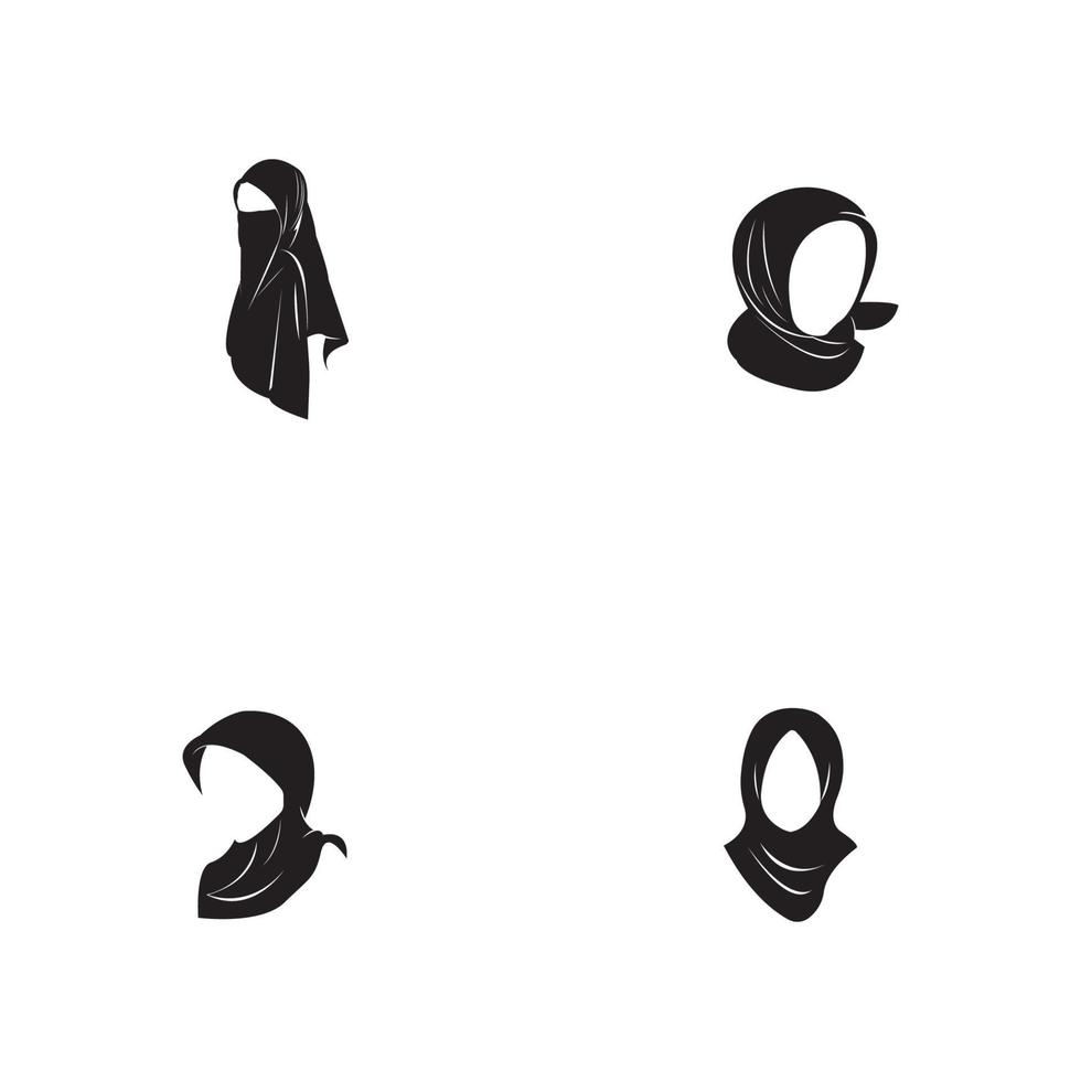 hijab mujeres silueta negra iconos vectoriales aplicación-vector vector