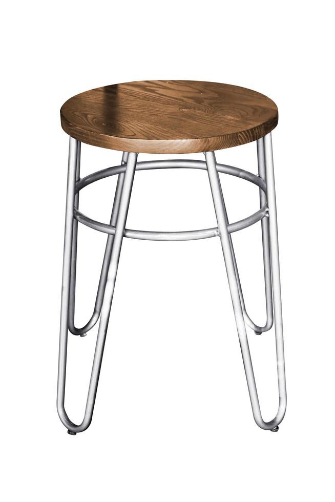 Wooden steel legs simplistic bar chair isolated. photo