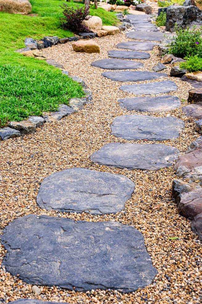 Stone stepping pathway in a Japanese style garden photo