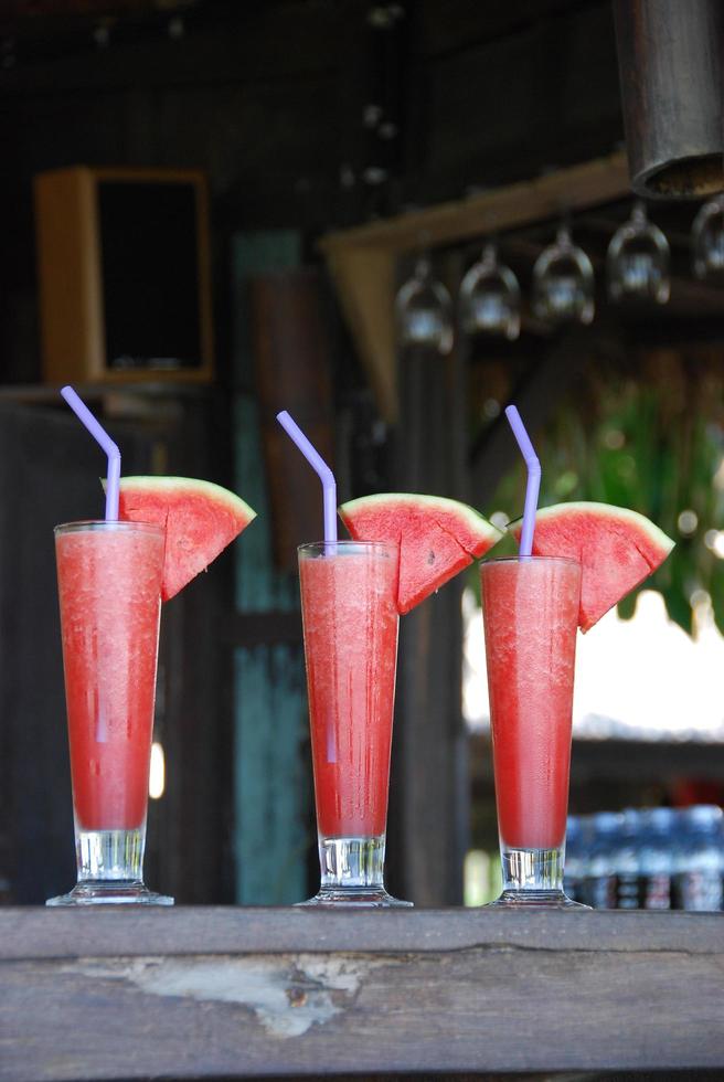 Fresh watermelon juice on the table. photo