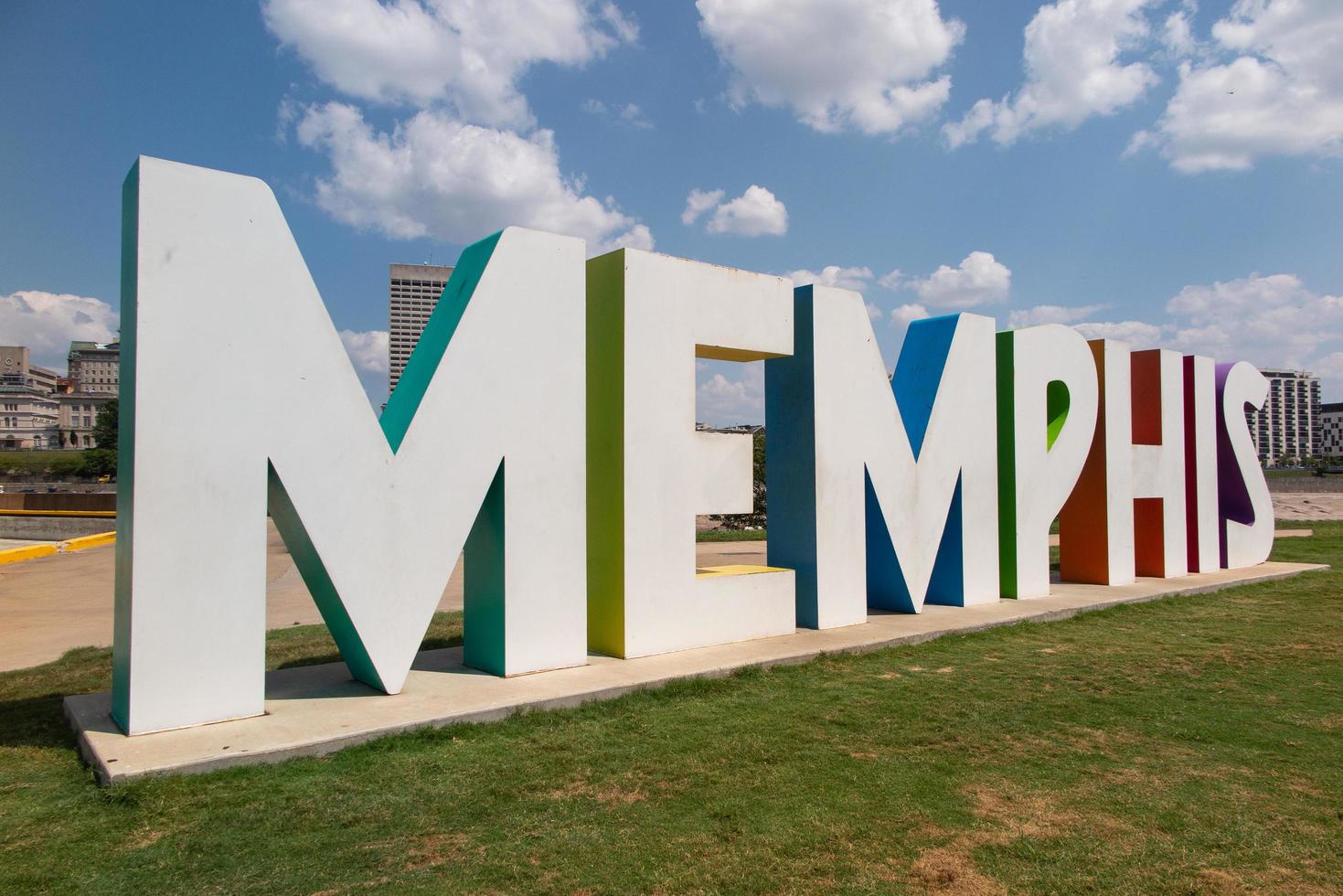 Signo de Memphis en mud Island, Memphis, Tennessee foto