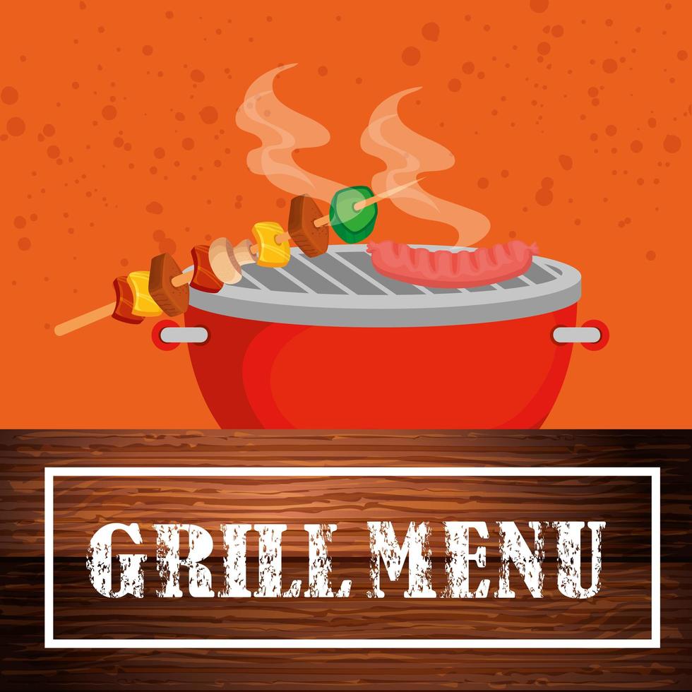 grill menu with delicious food vector