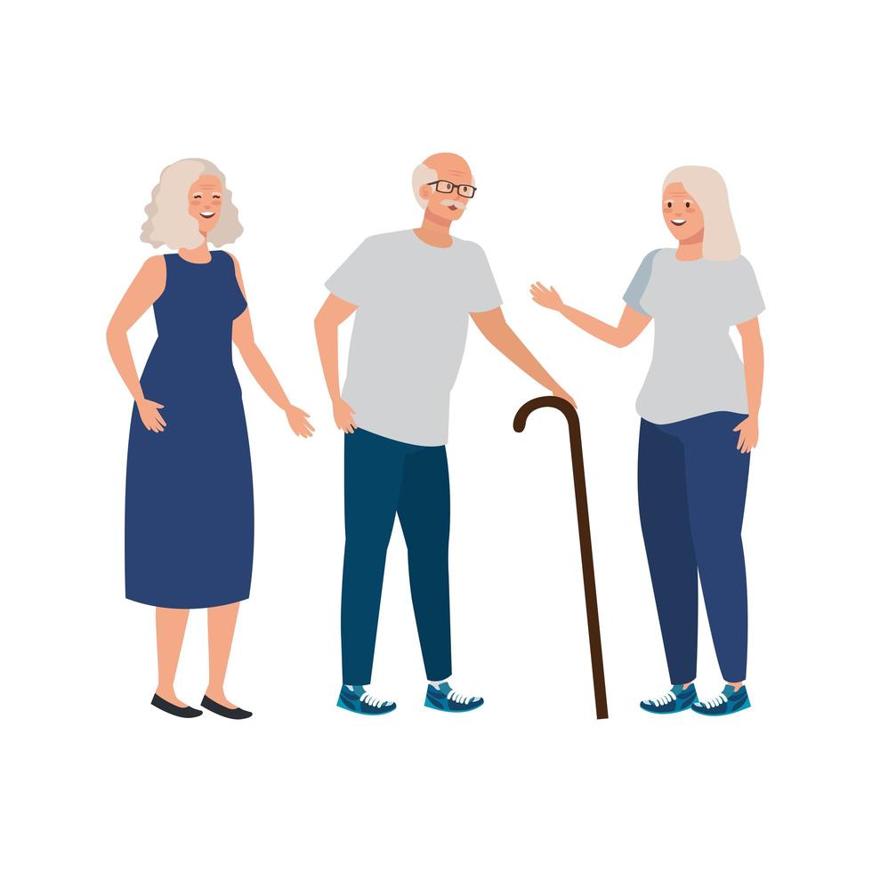 group old people avatar character vector