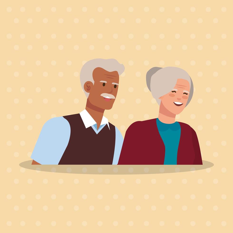 abuelos pareja elegante avatar personaje vector