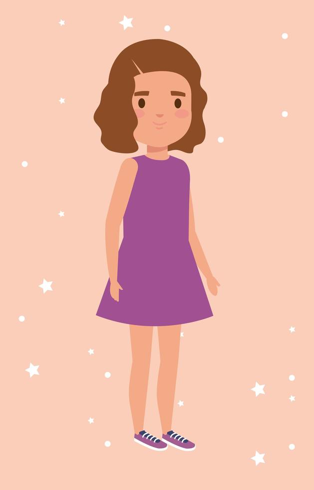 cute little girl avatar character vector