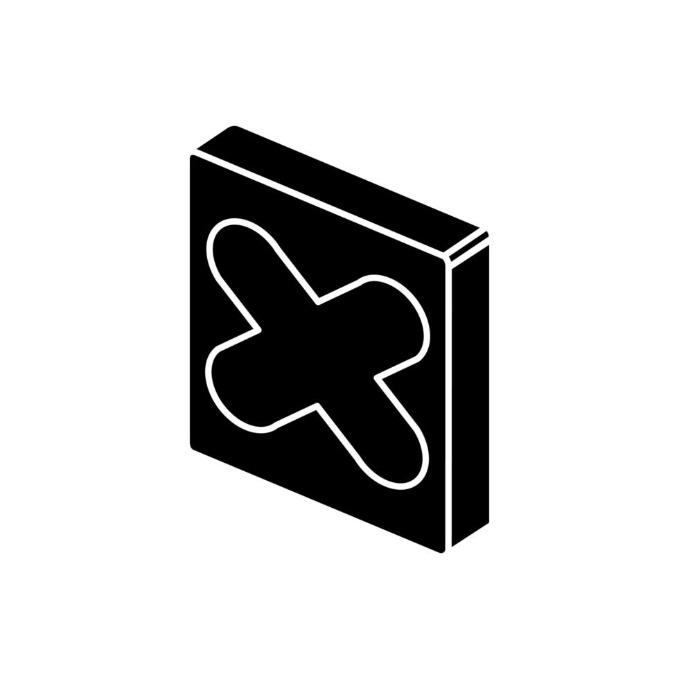Isolated isometric x button vector design