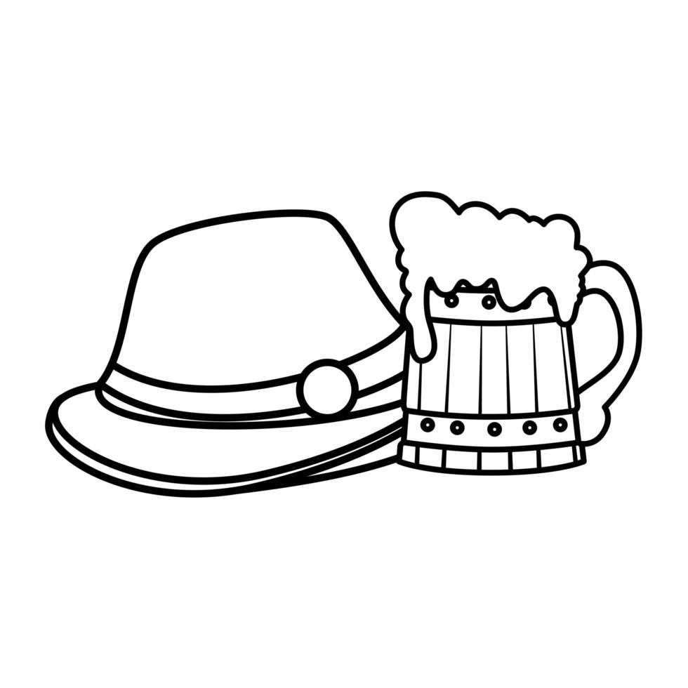 Oktoberfest hat and beer vector design