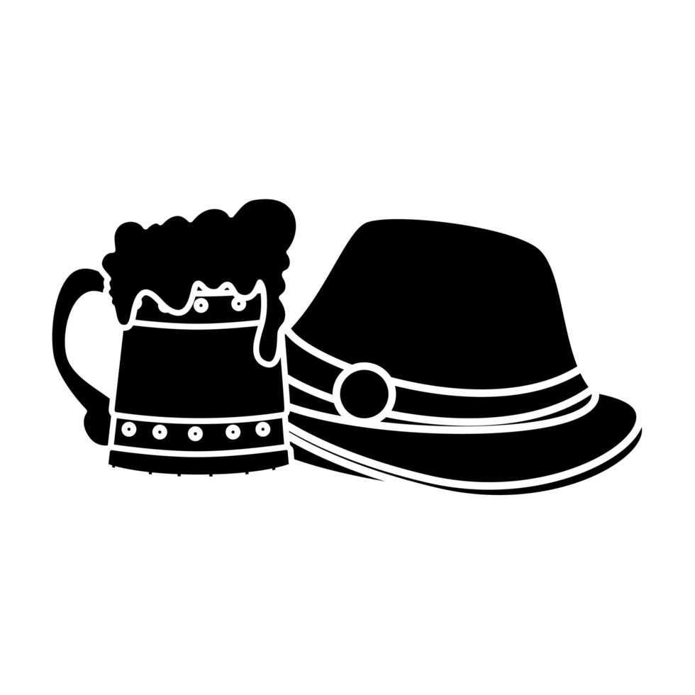 oktoberfest, sombrero, y, cerveza, vector, diseño vector