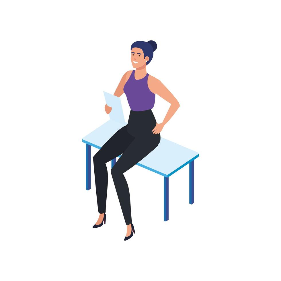 beautiful woman sitting avatar character vector