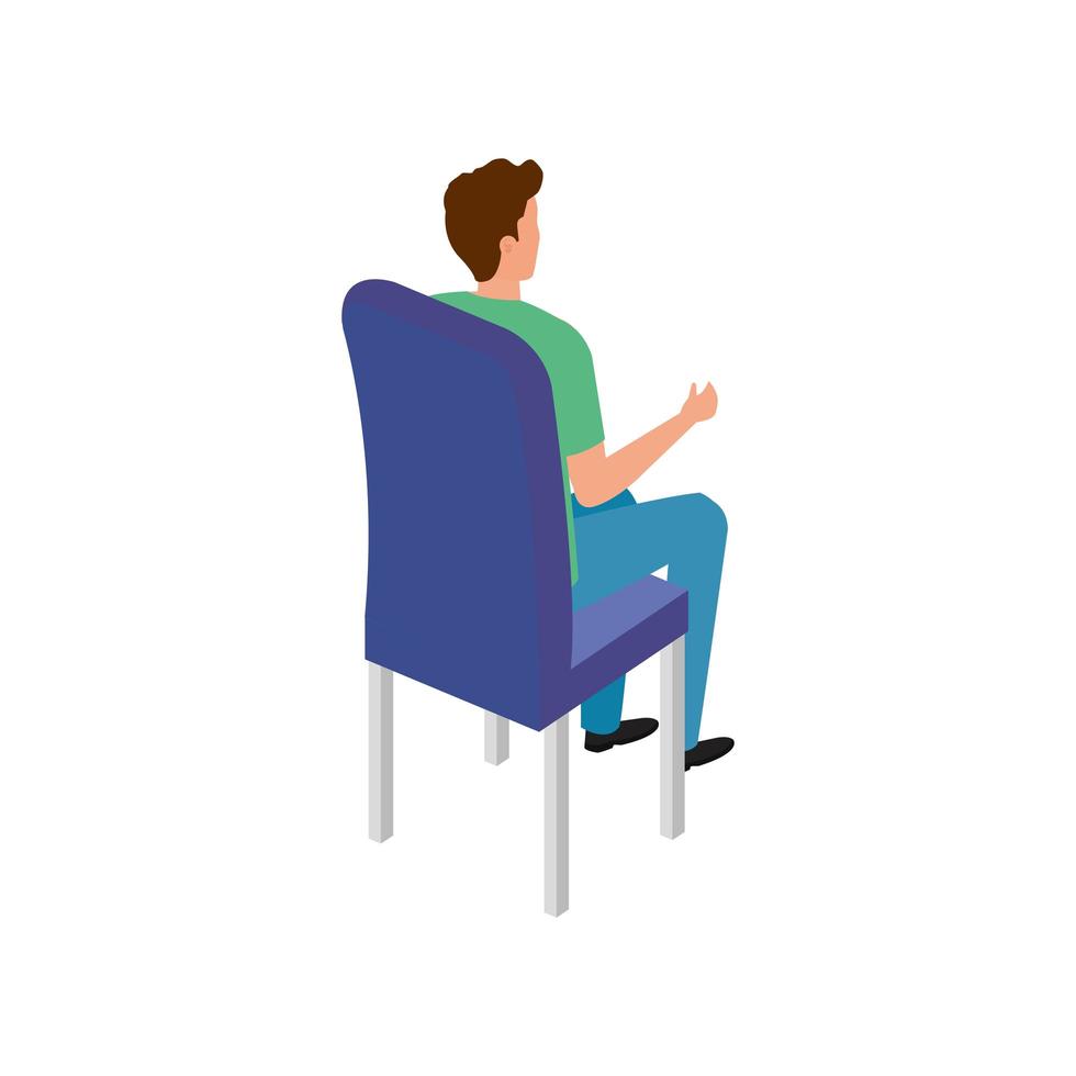 beautiful man sitting in chair avatar character vector