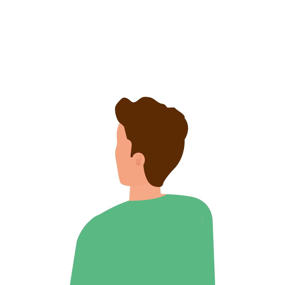 back young man avatar character icon vector