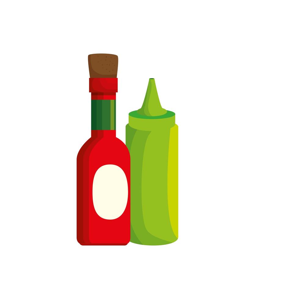 set of delicious sauces isolated icon vector