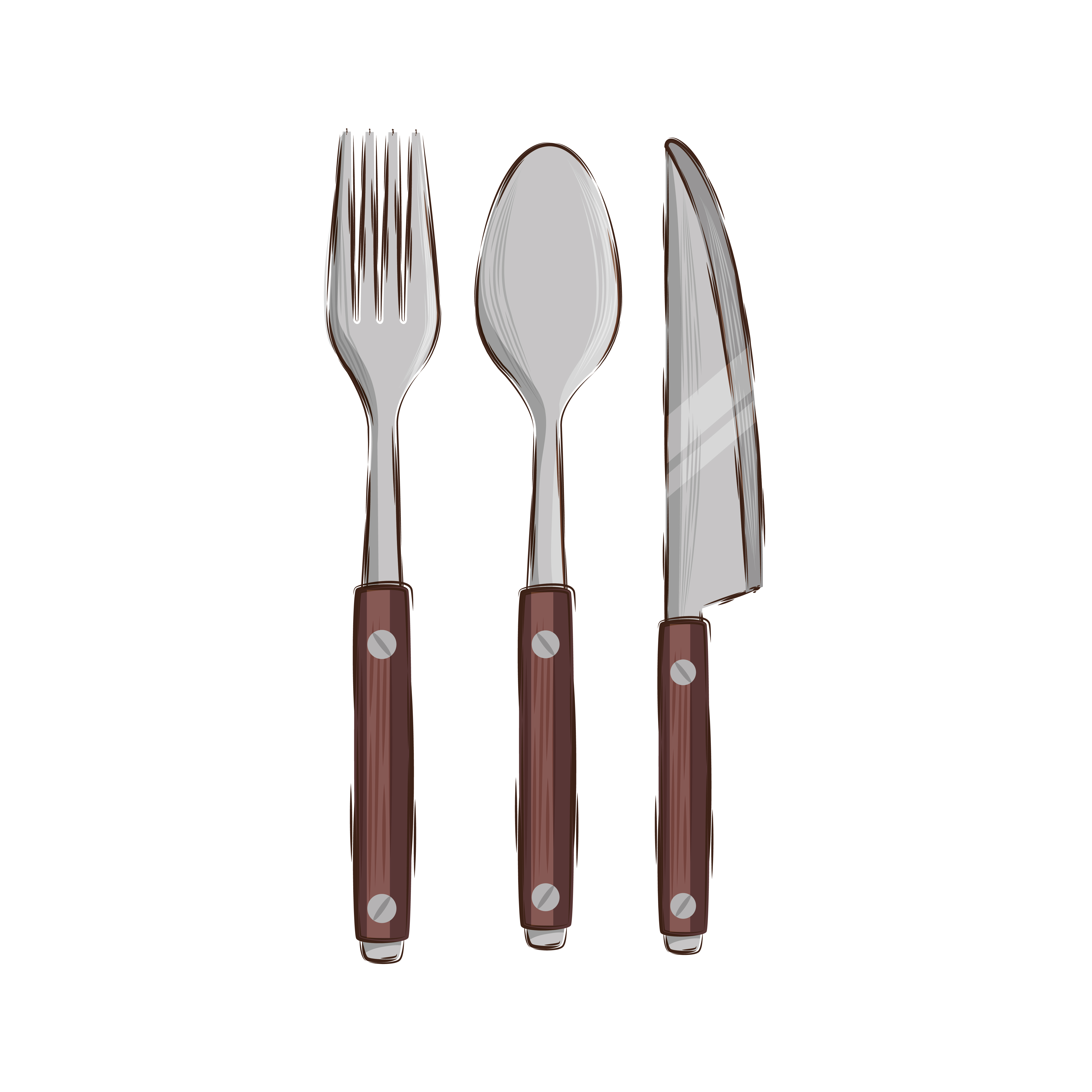 fork with knife and spoon cutlery tools isolated icon 3248656 Vector ...