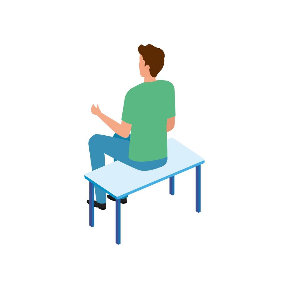 young man avatar sitting character icon vector