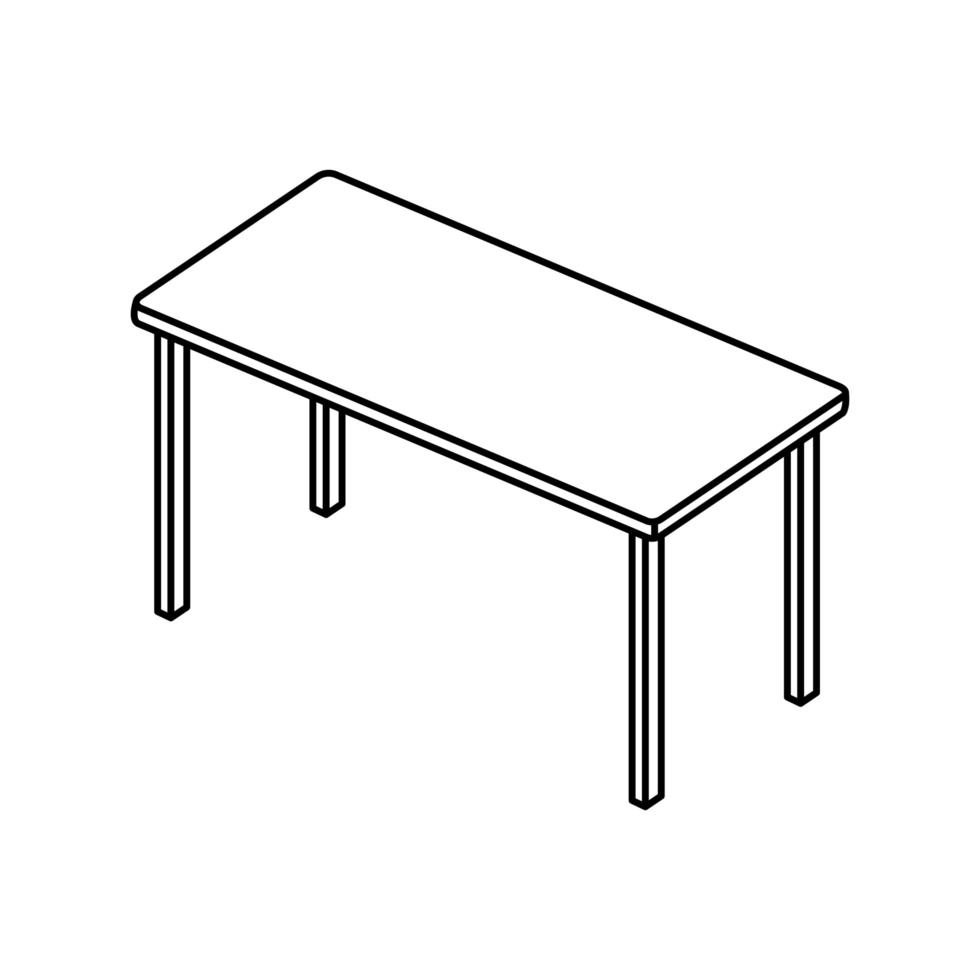 icono de estilo de línea de muebles de rectángulo de mesa vector